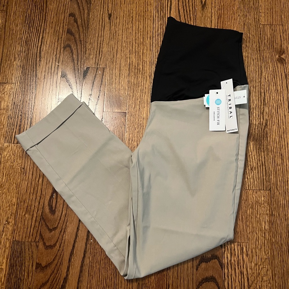 Khaki Tribal Maternity Pants